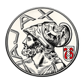 Stickers Klassieke logo wit rond