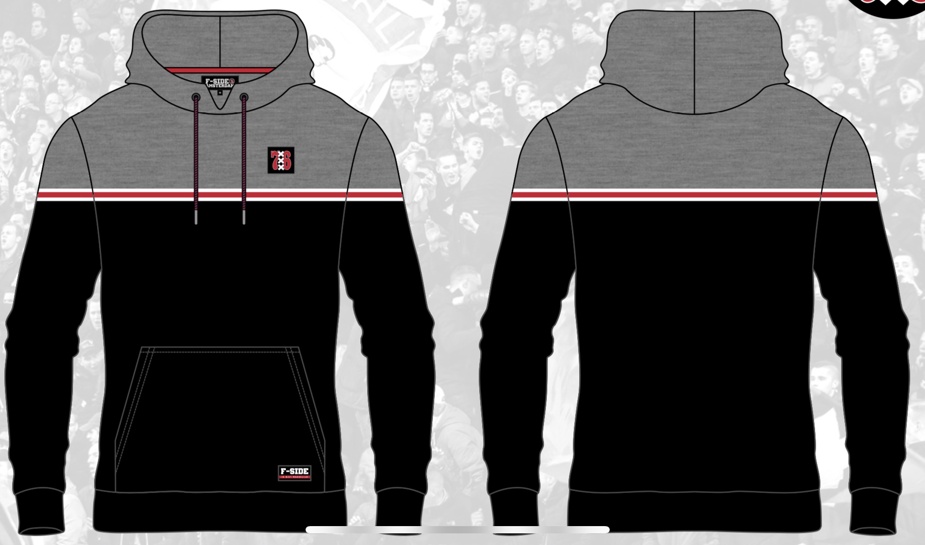 F SIDE GRIJS ZWART HOODED SWEATER F SIDE F SIDE GRIJS ZWART HOODED SWEATER F SIDE